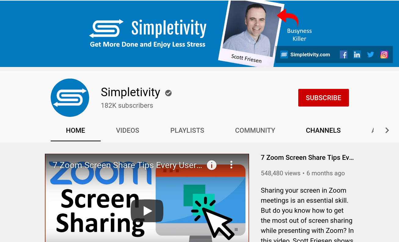 Simpletivity Youtube Channel Screenshot