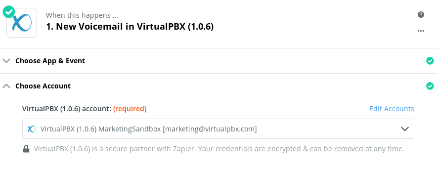 Zapier Tutorial - Voicemail Received to Google Sheets - Select VirtualPBX Account Zapier Tutorial - Voicemail Received to Google Sheets - Select VirtualPBX Account